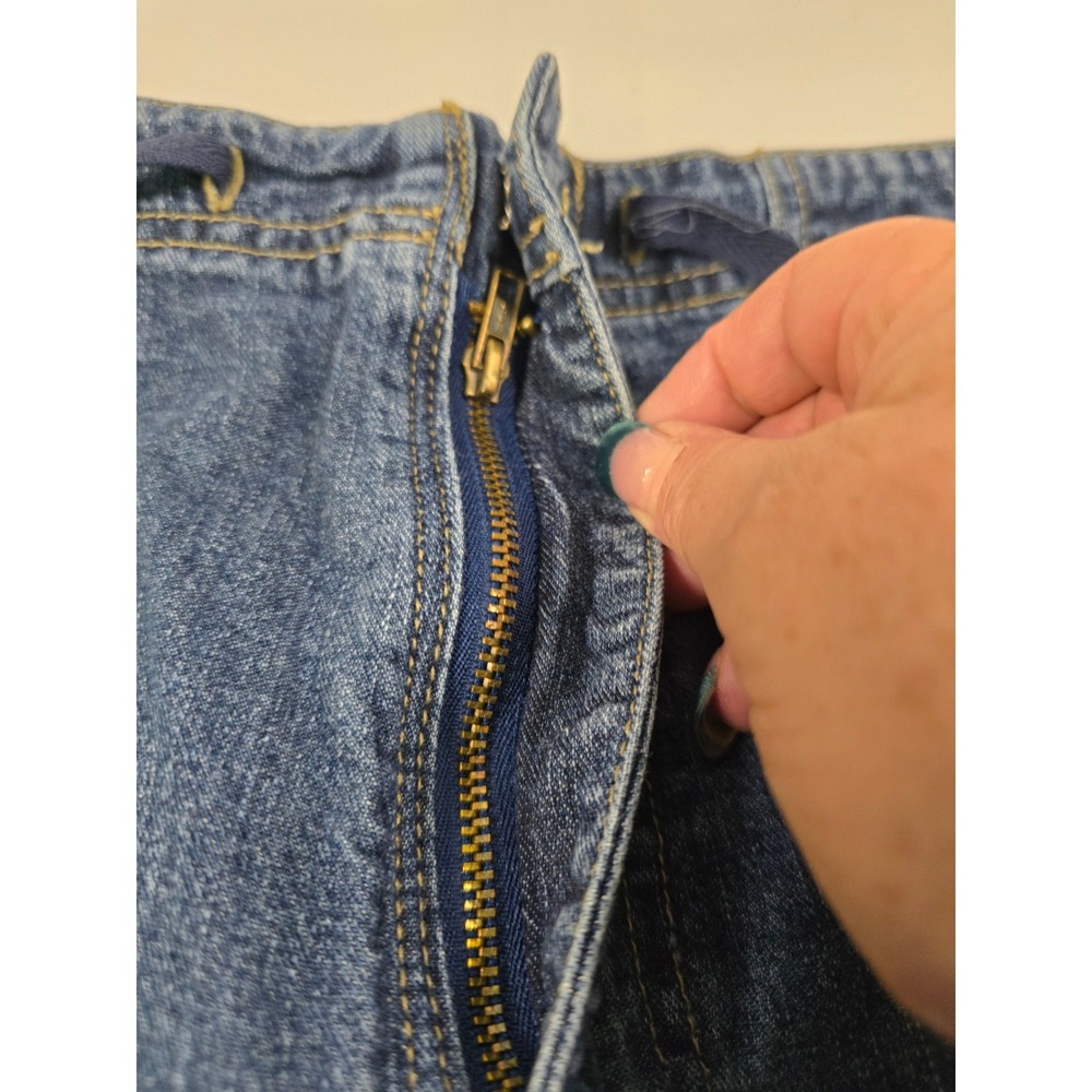 Cherokee Brand Womens Denim Shorts Blue Elastic Waist Drawstring Size 16 Cotton - Picture 3 of 9